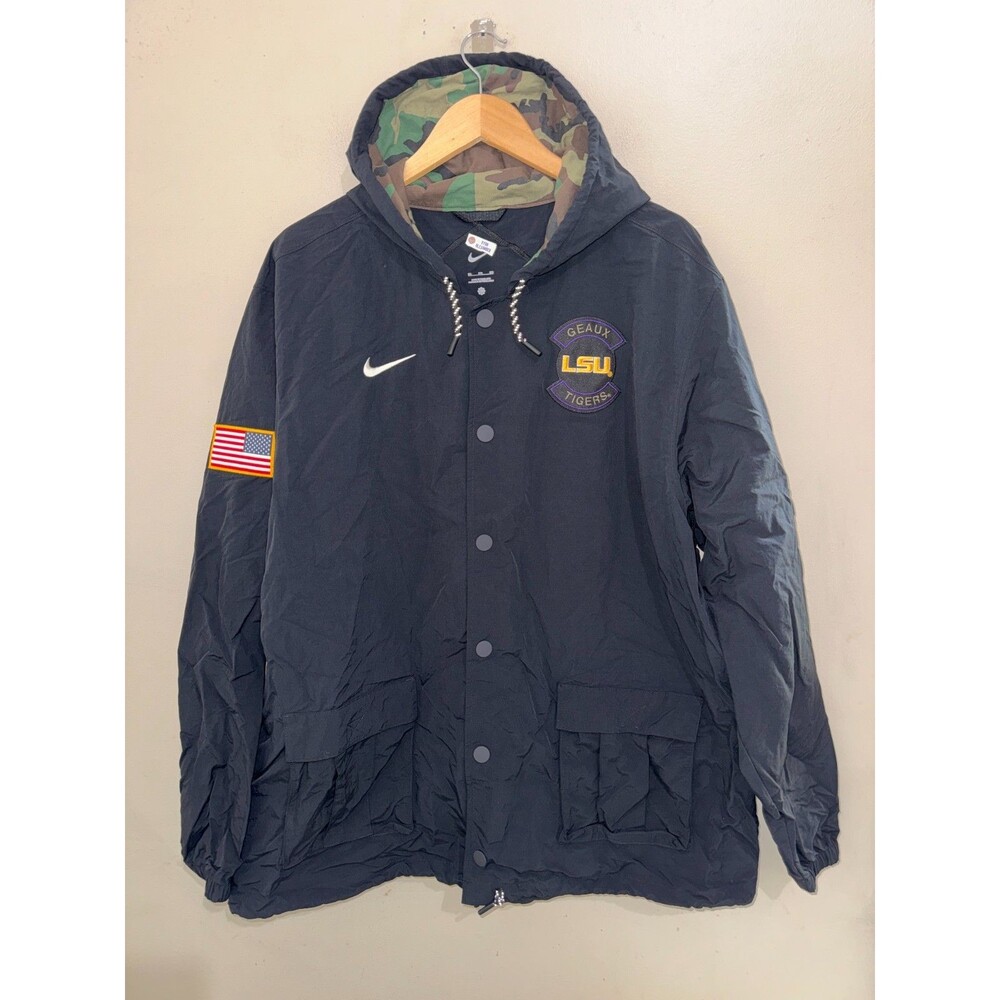 Mens 3XL Nike NCAA LSU Tigers Team Issued Military Appreciation Full Snap Jacket